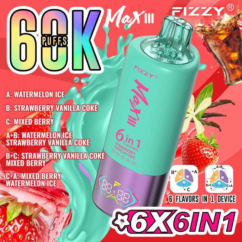 vapenoble.com FIZZY Max III 60000 Puffs 6-in-1 Disposable: The Ultimate Vaping Revolution